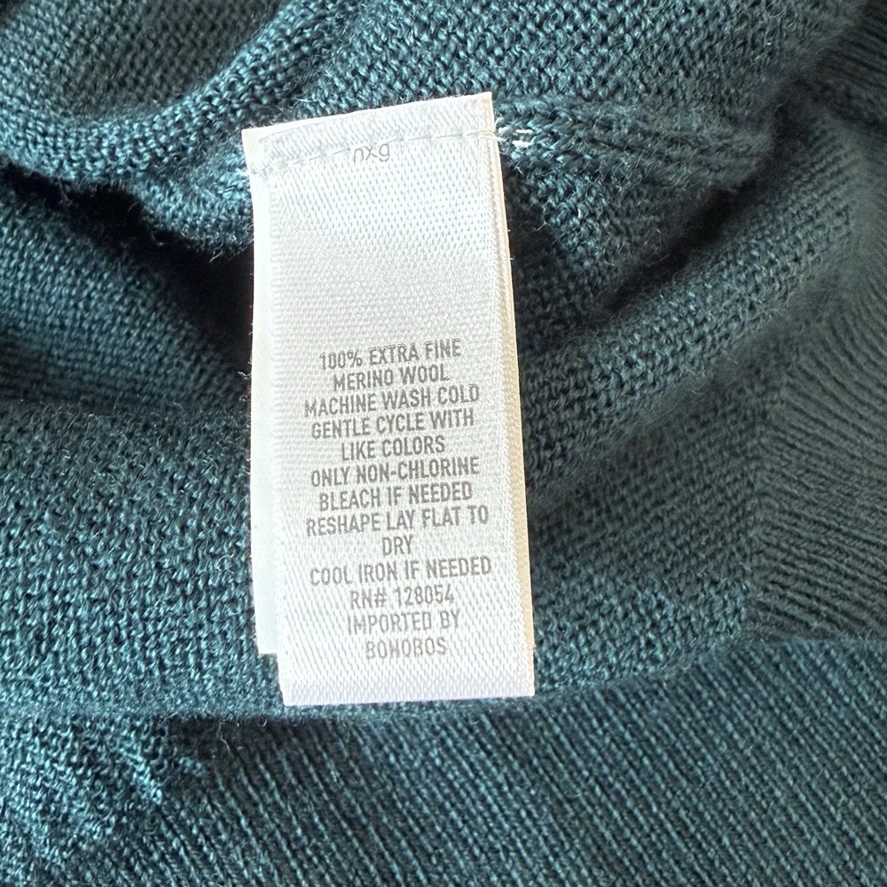 Bonobos Sweater Men's L Slim Fit Crewneck 100% Merino Wool Pine Green - Picture 5 of 8